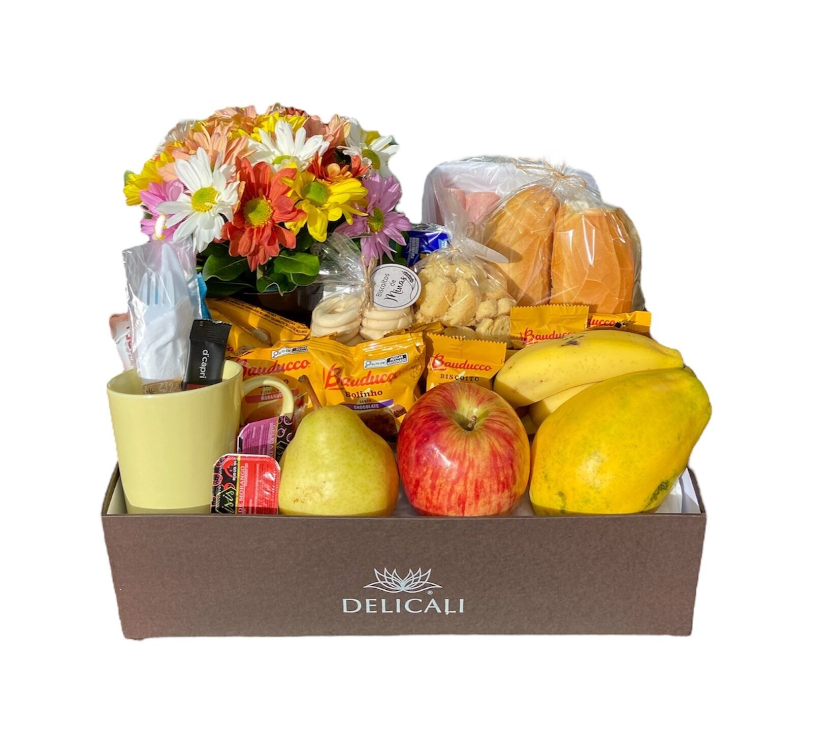 cesta café com flor